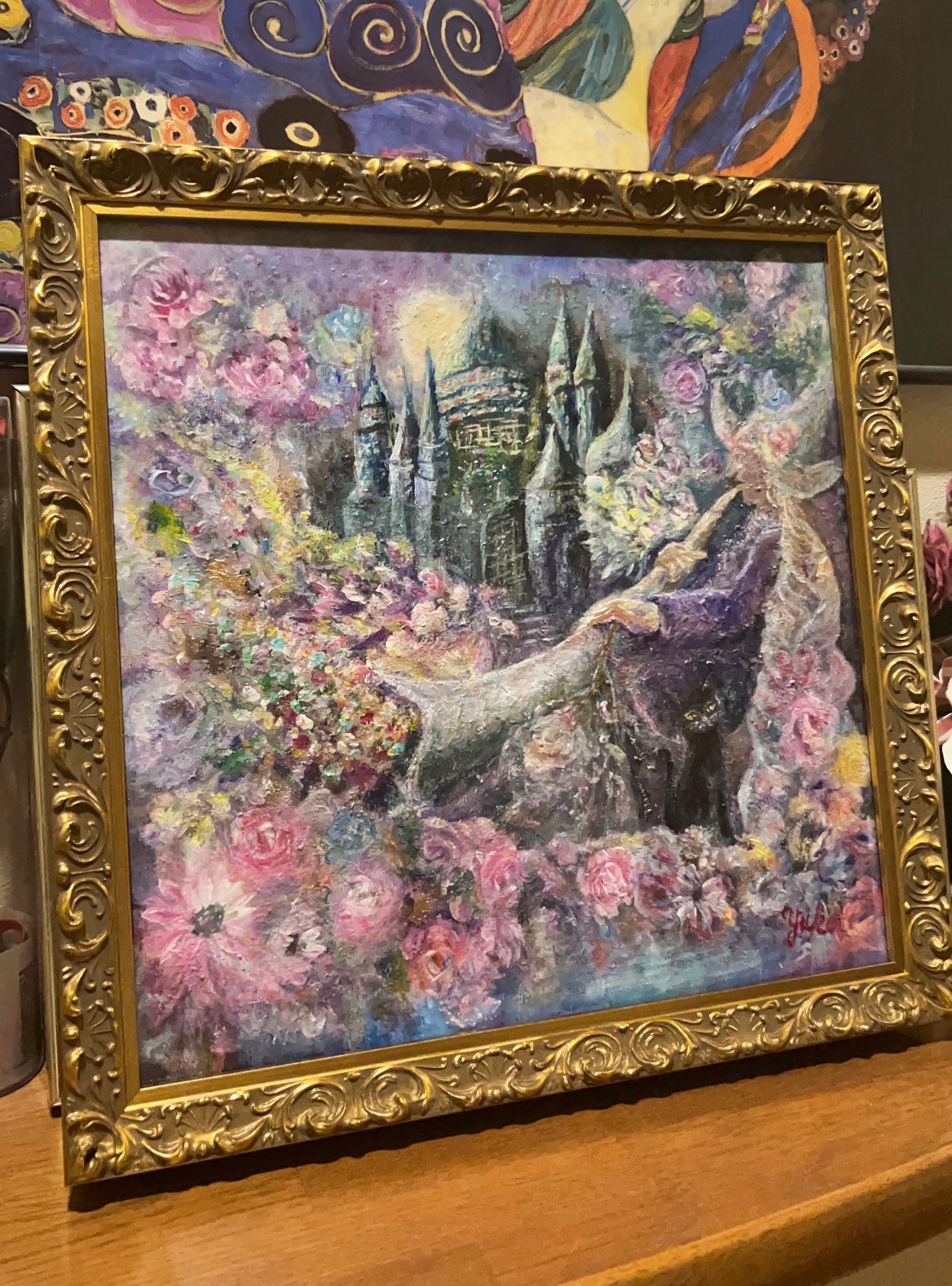 原画73×60cm「美しき緑の星」現代アート額縁付