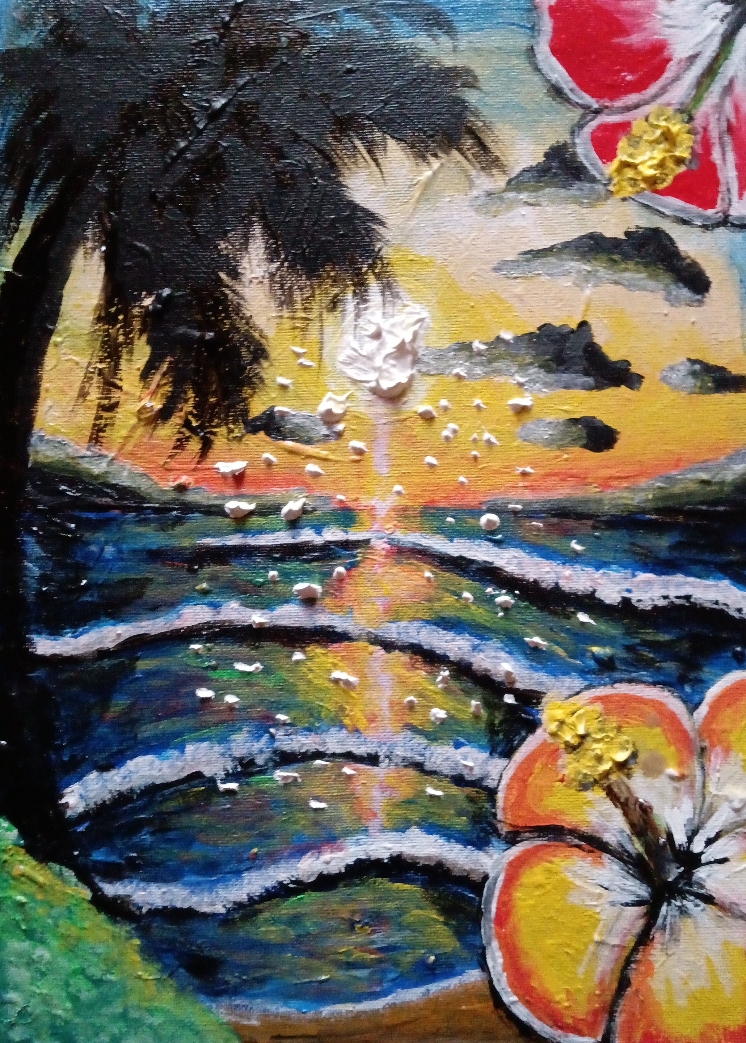 憂いの朝焼け」 マリンアート海 熱帯魚 絵画 風景画 マリン